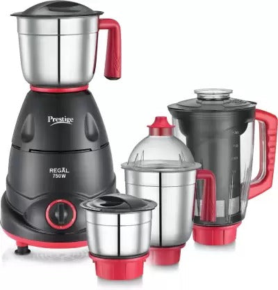 Open Box,Unused Prestige Regal 750 Juicer Mixer Grinder 4 Jars Red and Black