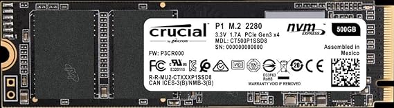 Open Box Unused Crucial P1 500GB 3D NAND NVMe PCIe M.2 SSD CT500P1SSD8