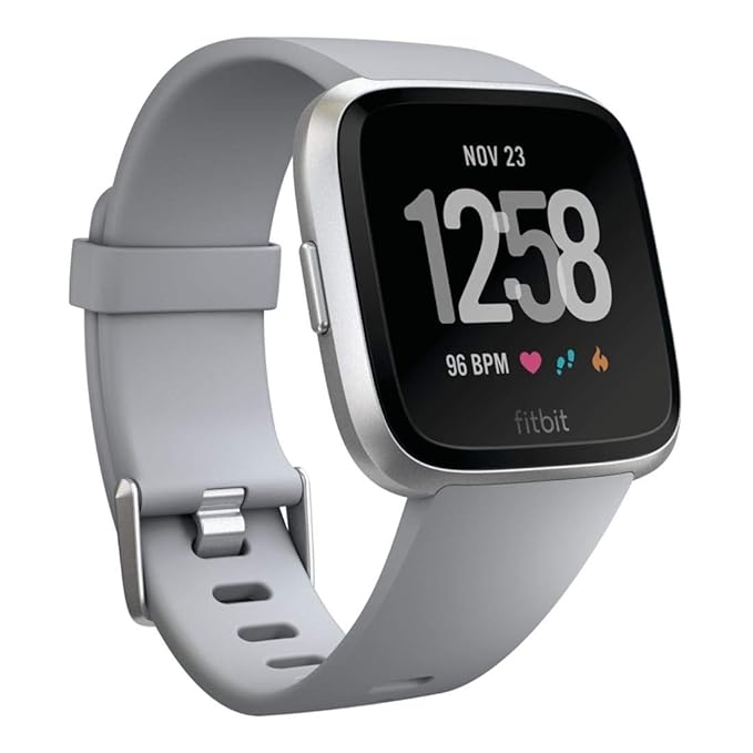 Open Box, Unused Fitbit Versa Smartwatch, Gray/Silver Aluminium, One Size S & L Bands Included