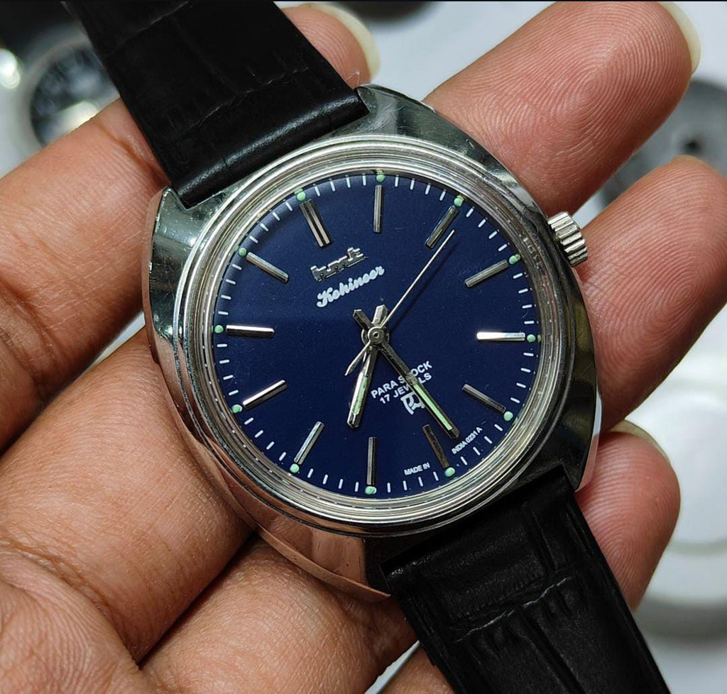 Vintage HMT Kohinoor Para Shock 17 Jewels Blue Dial Watch