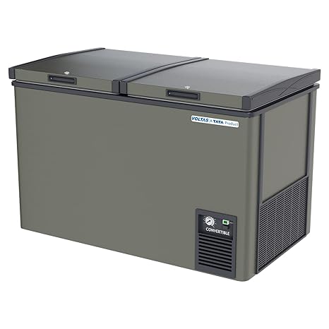 Open Box, Unused Voltas CVF320DD P/CVF320DA4-P-PL Double Door Deep Freezer Cum Chiller, 320 Liters, Convertible Grey Latest