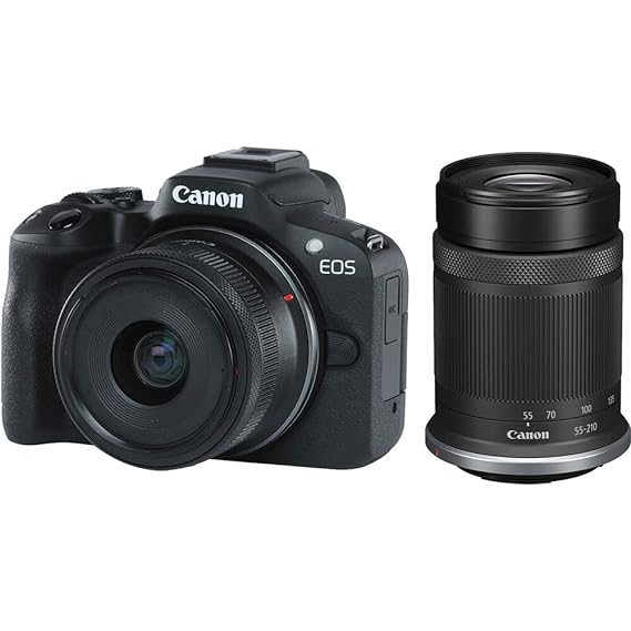 Used Canon EOS R50 Mirrorless Camera RF - S 18 - 45 mm f/4.5 - 6.3 IS STM and RF - S 55 - 210 mm f/5 - 7.1 IS STM