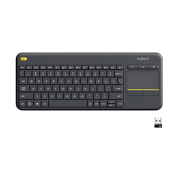 Open Box Unused Logitech K400 Plus Wireless Touch TV Keyboard with Easy Media Control and Built-in Touchpad, HTPC Keyboard for PC-Connected TV