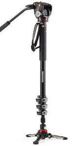 Manfrotto XPRO 4 Section Video Monopod 2 Way Head & Fluidtech Base MVMXPROA42W