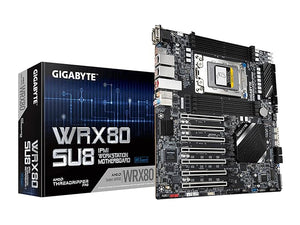 Open Box Unused Gigabyte Amd WRX80 Motherboard with sWRX8 4094 Socket, 8-Channel DDR4 RDIMM 8 x DIMMs, Aspeed AST2500 BMC, Dual Intel Server 10G and 1G LAN, 7 x PCIe 4.0 x16 Slots for Multi Cards (GA-WRX80-SU8-IPMI