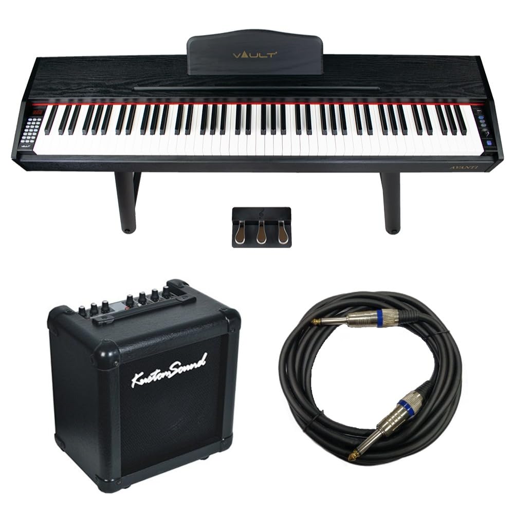 Vault Avanti 88 Weighted Keys Digital Piano with U Type Stand, 20 watt Keyboard Amplifier Triple Pedal and Instrument Cable