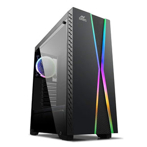 Open Box Unused Ant Esports ICE-200TG Mid Tower Gaming Cabinet Computer case with RGB Front Panel Supports ATX, Micro-ATX, Mini-ITX Motherboard