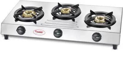 Open Box,Unused Prestige Fame Stainless Steel Stainless Steel Manual Gas Stove 3 Burners