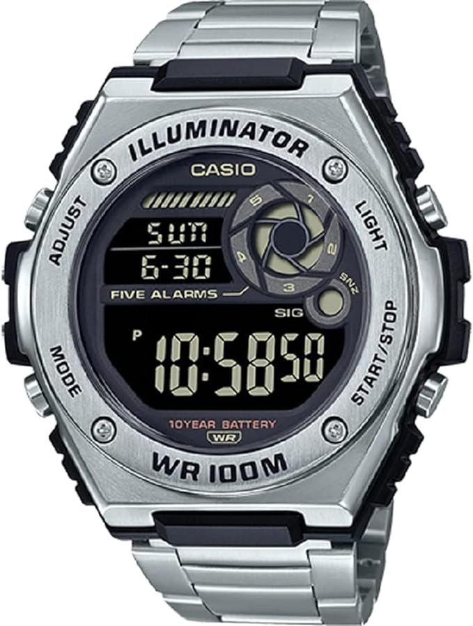 Casio Men Watch Digital Back Dial Stainless Steel Band D279 MWD-100HD-1BVDF