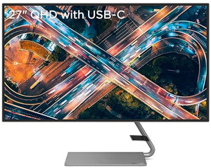 Open Box Unused Lenovo Q-Series Q27H-10, 27 Inch (68.6Cm) 2560 X 1440 Pixels 2K Qhd IPS Ultraslim Monitor