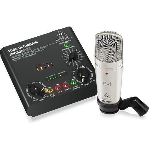 Behringer Voice Studio Condenser Mic with Tube Pre Amplifier & USB Audio Interface Bundle