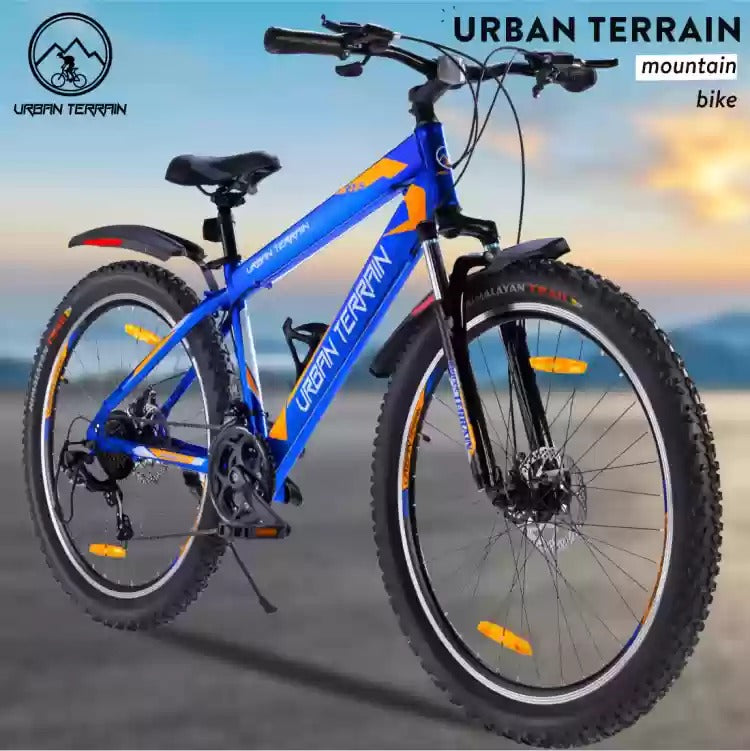 Open Box, Unused Urban Terrain Mountain Bike Shimano Geared Cycles for Men with Dual Disc Brake MTB UT1001 27.5 T Road Cycle 21 Gear, Blue