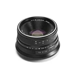 Used 7artisans 25mm F1.8 Manual Focus Prime Fixed Lens for Olympus and Panasonic Micro Four Thirds MFT M4/3 Cameras Black