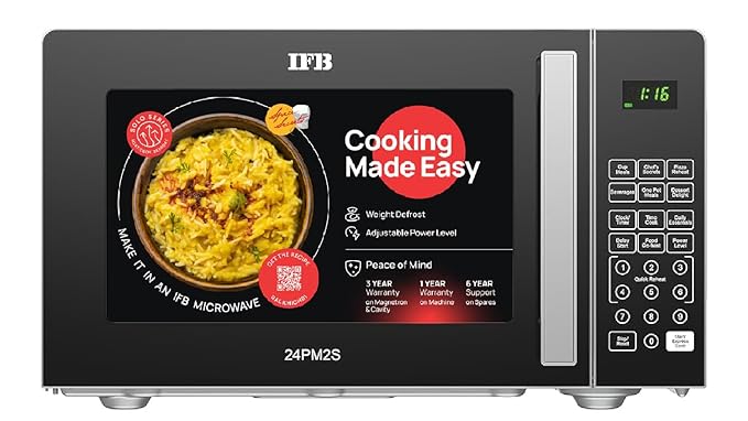 Open Box, Unused IFB 24 L Solo Microwave Oven 24PM2S, Stainless Steel Cavity with 69 Indian