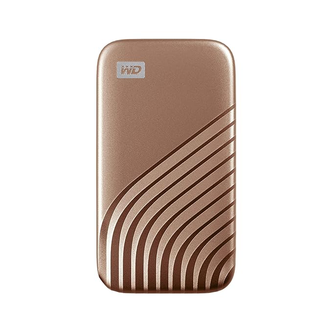 Open Box Unused WD Western Digital 2Tb My Passport Portable Ssd, 1050Mb/S R, 1000Mb/S W, Upto 2 Meter Drop Protection, Hw Encryption Type-C Cable & Type-A Adaptor for Pc&Mac, Gold 5Y Warranty External Ssd