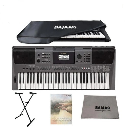 Yamaha PSR I500 61-Key Portable Keyboard with Polishing Cloth, Dust Cover, Online Lessons, Stand & Ebook