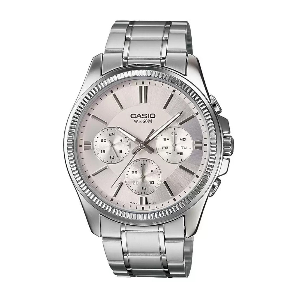 Casio Enticer Silver Multi-Dial Men's Watch A837 MTP-1375D-7AVDF