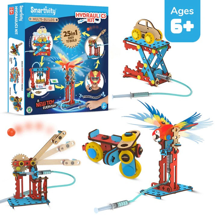 Smartivity Multi-Builds Hydraulics Kit 25 in 1 6-10 Years DIY STEM Construction Toy