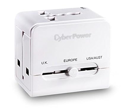 Open Box Unused CyberPower TR01WSUA0-UN-W Smart Travel Adapter with USB Port White Pack of 2