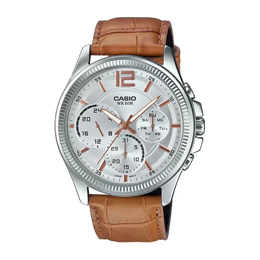 Casio Enticer Brown Multi-Dial Men's Watch A1890 MTP-E305HL-7A2VIF