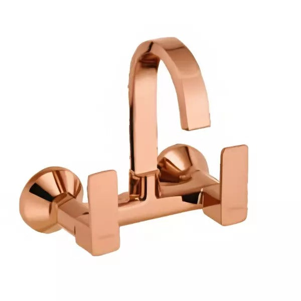 Cera Ruby Quarter Turn Dual Lever Wall Mount Sink Mixer Rose Gold F1005501RG