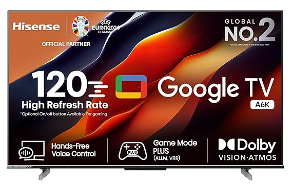 Open Box Unused Hisense 108 cm 43 inches Bezelless Series 4K Ultra HD Smart LED Google TV 43A6K Grey