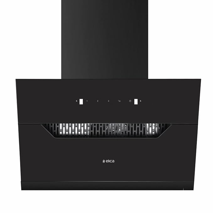 Open Box, Unused Elica 90 cm 1350 m3/hr Filterless Autoclean Angular Kitchen Chimney with 15 Years Warranty EFL 207 HAC LTW VMS 90, Touch + Motion Sensor Control Black