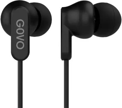 Open Box, Unused Govo Gobass 400 in-Ear Earphones with 10mm Drivers Tangle Free cable & 3.5mm Jack Wired Headset Platinum Black In the Ear Pack of 3