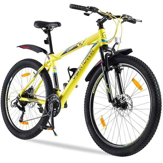 Open Box, Unused Urban Terrain UT3002A26 Alloy MTB Cycles Shimano Geared for Men with Dual Disc Brake 26 T Road Cycle 21 Gear, Yellow