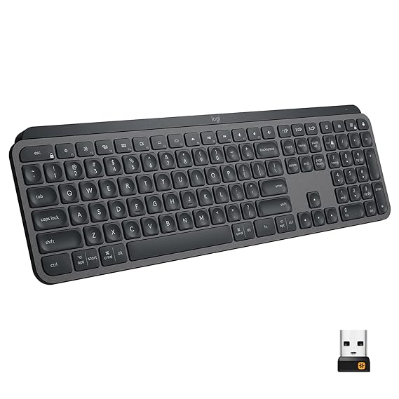 Open Box Unused Logitech Mx Keys Advanced Illuminated Wireless Keyboard, Bluetooth, Tactile Responsive Typing, Backlit Keys