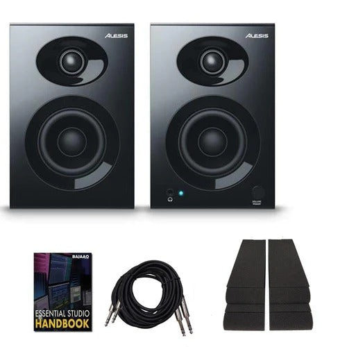 Alesis Elevate 3 MKII Monitors Speakers with Isolation Pads, Cables and Ebook Pair