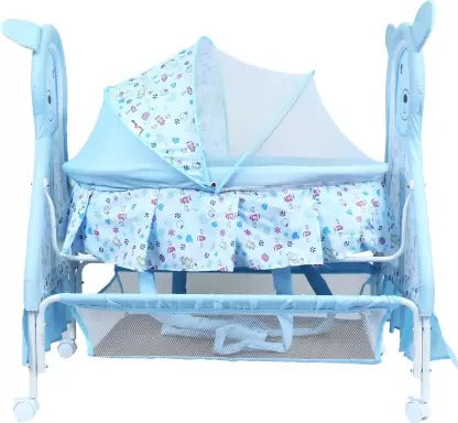 Open Box, Unused 1st Step Cradle With Swing, Mosquito Net And Storage Basket Blue