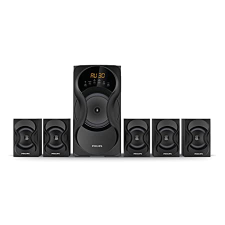 Open Box Unused Philips Audio SPA5162B 60W 5.1 Channel USB Wired Speaker Systems Black
