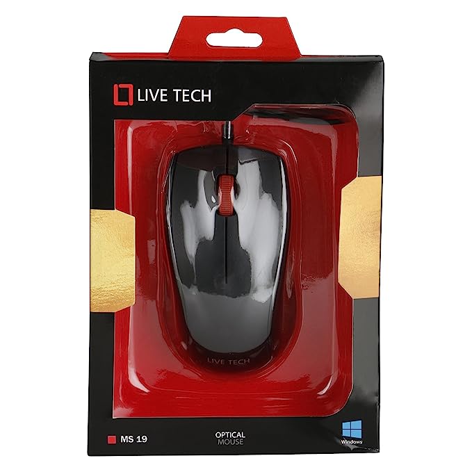 Open Box, Unused Live Tech MS-19 USB Wired Black Color Optical Mouse Pack of  4
