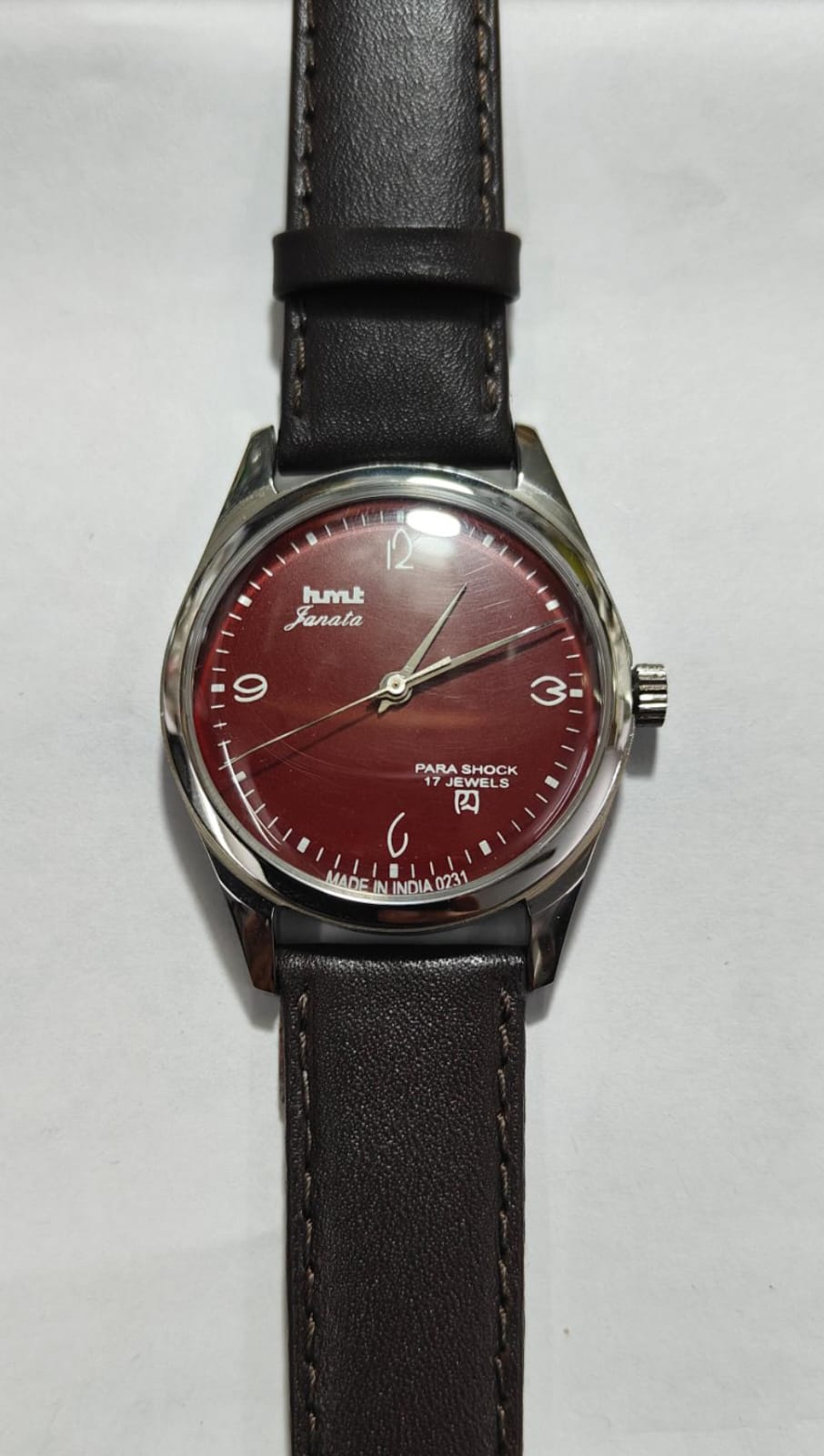 Vintage HMT Janata Dark Red Numeric 1980's Watch 1.5