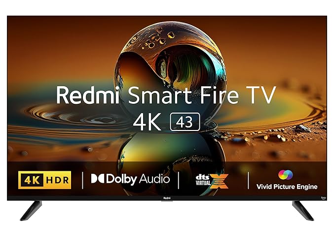 Open Box Unused Redmi Xiaomi 108 cm 43 inches 4K Ultra HD Smart LED Fire TV L43R8-FVIN Black