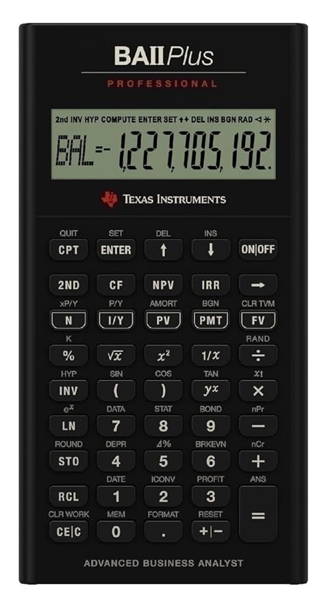 Open Box Unused Texas Instruments BA II Plus Professional Calculator Prompt 10-Digit Display