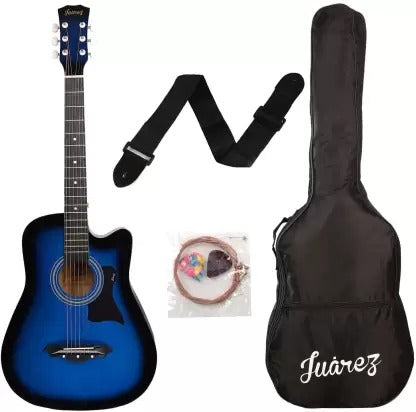 Open Box Unused Juarez JRZ38C/TBS Acoustic Guitar Linden Wood Ebony Right Hand Orientation Blue