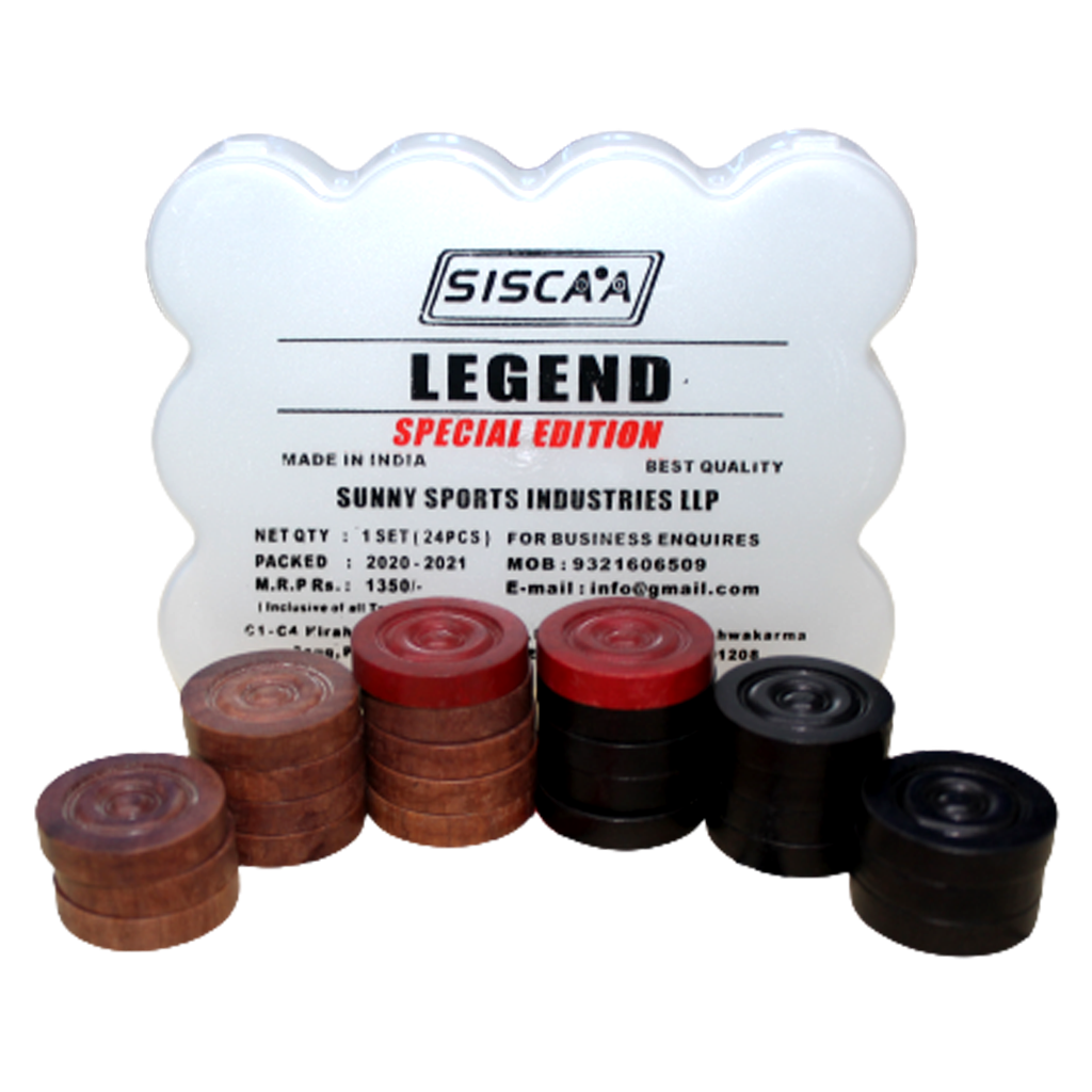 Siscaa Legend Special Edition Carrom Coin Set 24 Pieces Pack of 3