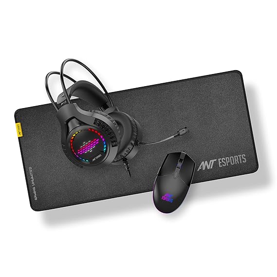 Open Box, Unused Ant Esports Champions Bundle X – 3 in 1 Gaming RGB Mouse + Gaming RGB Headset + Gaming Mouse pad Black