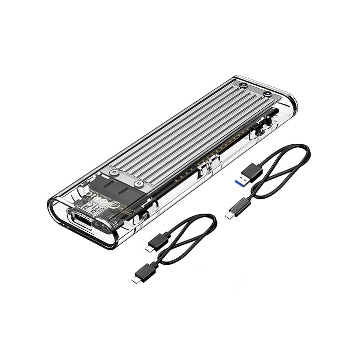 Open Box Unused Orico Transparent NVMe M.2 Enclosure Tool-Free USB3.1 Type-C Gen2 10Gbps to M.2 SSD Enclosure for Intel 660p/Samsung 970 EVO/Samsung970 Pro 2230/2242/2260/2280 PCIe NVMe M-Key SSD up to 2TB SSD NOT Included