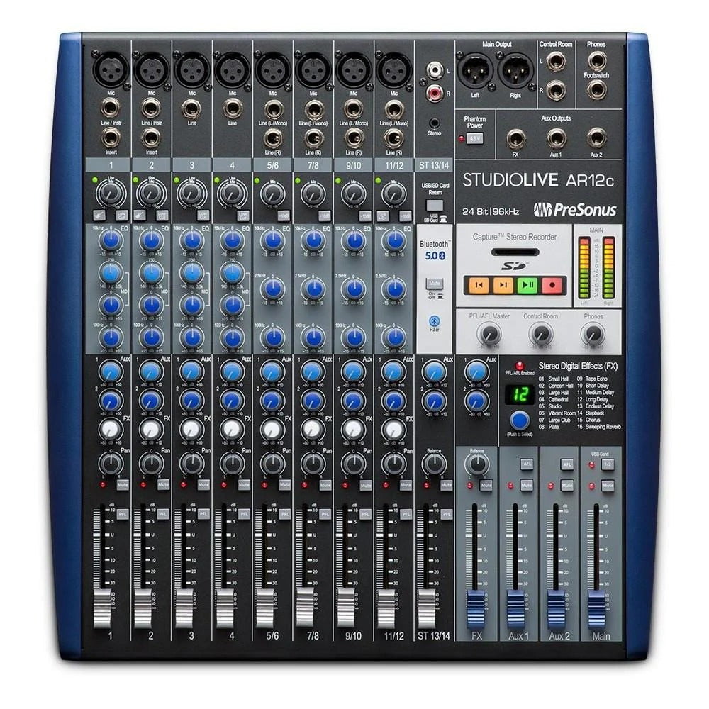 PreSonus StudioLive AR12c USB-C 14 Channel Hybrid Performance and Recording Mixer Audio Interface