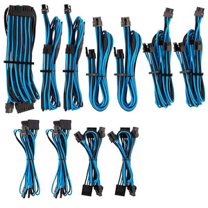 Open Box Unused Corsair Premium Individually Sleeved PSU Cables Pro Kit Blue/Black 2 Yr Warranty for Corsair PSUs