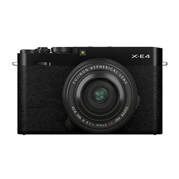 प्रयुक्त Fujifilm X-E4 मिररलेस कैमरा बॉडी XF27mmF2.8 R WR प्राइम लेंस के साथ काला