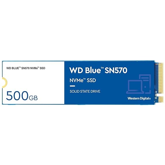 Open Box Unused Western Digital WD Blue SN570 NVMe 500GB, Upto 3500MB/s, PCIe Gen 3 NVMe M.2 (2280), Internal Solid State Drive (SSD) WDS500G3B0C