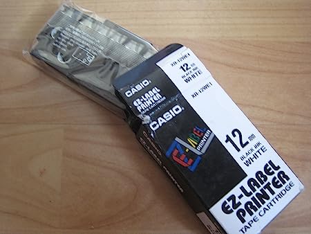 Casio XR-12WE1 Label Printer Tape (Black and White)