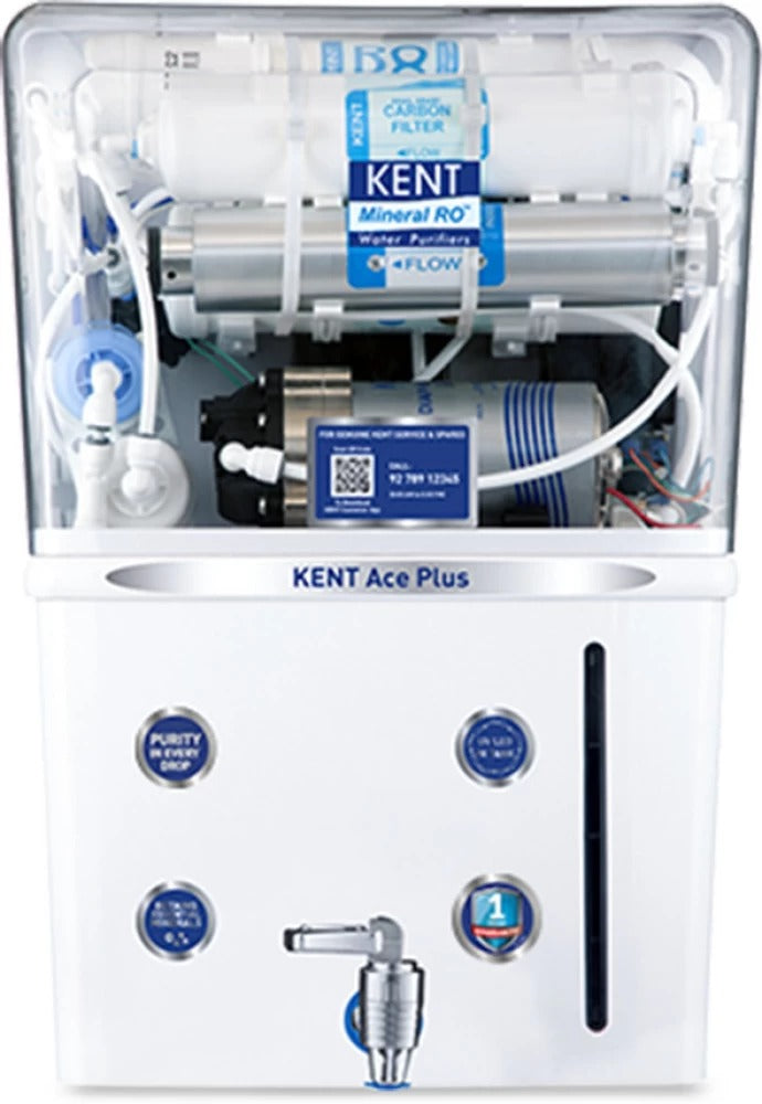 Open Box, Unused KENT ACE Plus 8 L RO + UV + UF + TDS Control + UV in Tank Water Purifier Suitable for all Borewell, Tanker, Municipality Water