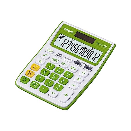 Casio MJ-12VCb-GN 300 Steps Check & Correct Colourful Desktop Calculator Green