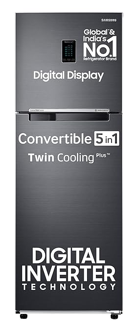 Open Box, Unused Samsung 322 L, 3 Star, Convertible 5-in-1 Digital Inverter with Display Frost Free Double Door Refrigerator RT37C4523B1/HL, Black Matt, 2024 Model