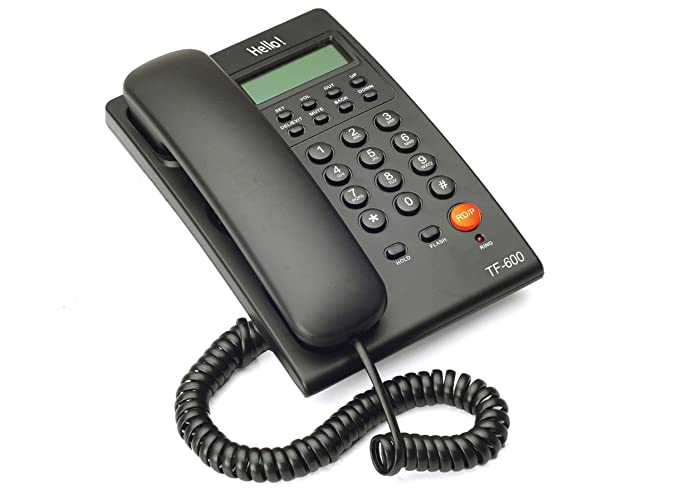 Open Box, Unused Hello ! TF 600 Corded Landline Phone Black Pack of 2